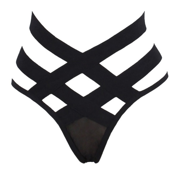 Other - Black Bandage High-Rise Mesh G String